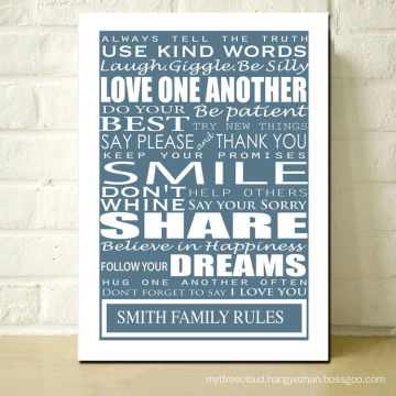 Personalised Family Rules Print Stretched Canvas